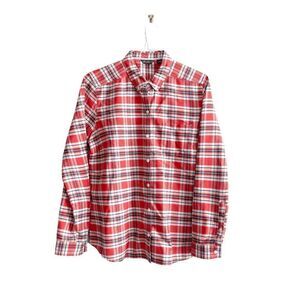 Eddie Bauer Womens Shirt Long Sleeve Button Down Red Plaid XL
